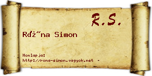 Róna Simon névjegykártya